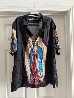 AllSaints Basilica SS Shirt in Jet Black, size XL, NWT